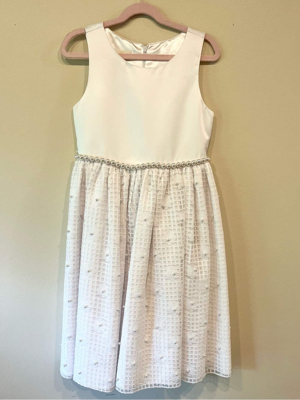 American Princess White Pearl-Trim Formal Dress